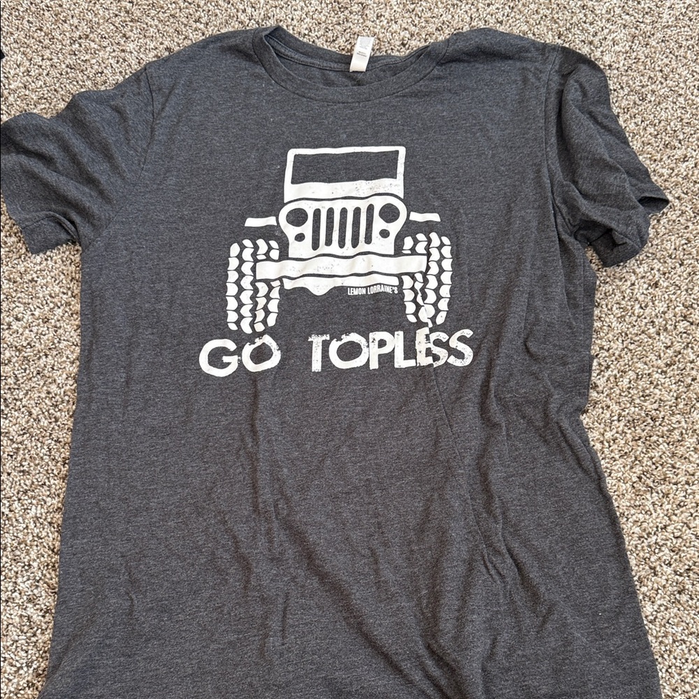 Gray Graphic T-Shirt with Jeep Design